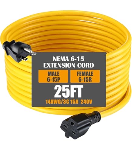 専用15 Parkworld NEMA 6-15 Extension Cord 6-15P to 6-15R (T Blade Female