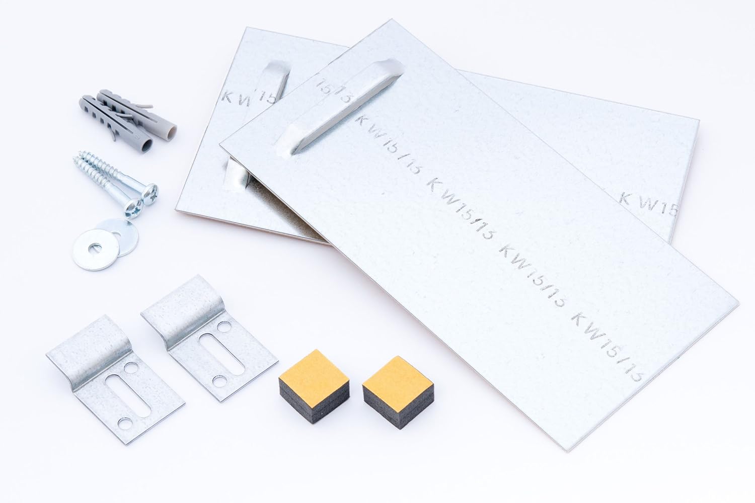 Art & More Spiegelaufhänger, Spiegelmontage Set - bis 24 kg ! Spiegelaufhängung, Haftbleche in Profi Qualität ! SCHNELLES KLEBEN MIT VERKÜRZTER WARTEZEIT ! Komplettset !