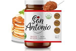 LA VAQUITA DE SAN ANTONIO San Antonio Organic Dulce de Leche Classic Milk Caramel Spread - Gluten & Lactose Free, Dessert Filling & Toppings, Ideal for Ice Cream, Cake, Coffee, Pancakes, Creamy & Rich Fruit Dip - 15 oz