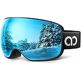 Lamicall Ski Goggles with 3X Anti-Fog - 100% UV Protection, OTG, Gifts for Skiing, Snowboard, Snowmobile, Men, Women
