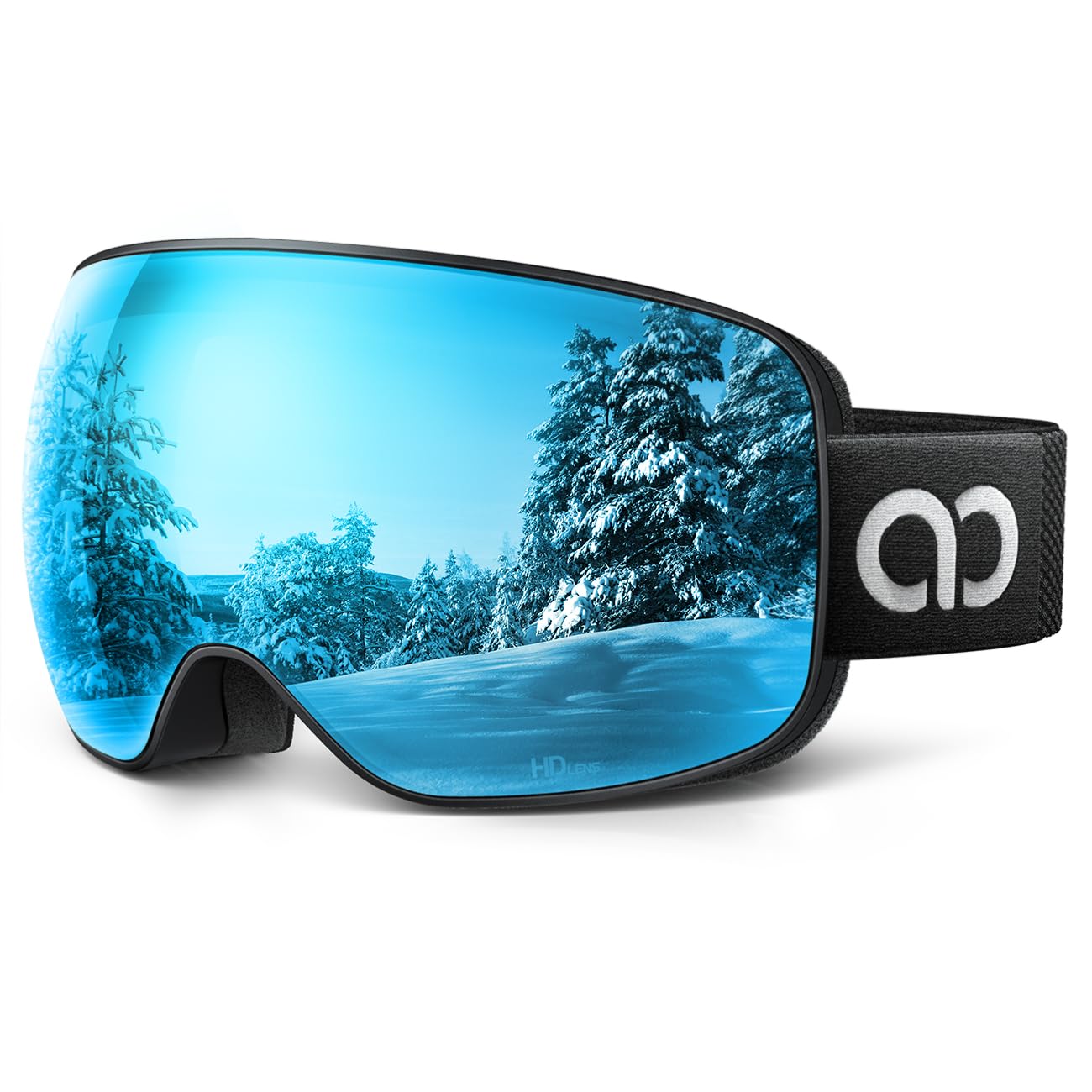 Photo 1 of Lamicall Ski Goggles with Ultra HD Lens - 100% UV Protection, 3X Anti-Fog & OTG Design, for Men & Women, Gifts for Skiing, Snowboarding, Snowmobile, Black Blue