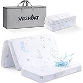 VRSHOAT Trifold Pack and Play Mattress 38"x26", Double-Layer Pack N Play Mattresses for Baby Toddler with Waterproof Washable Breathable Cover, Portable Mini Crib Mattress for Playpen