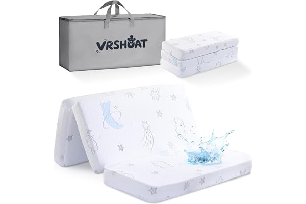 Trifold Pack and Play Mattress 38"x26"x3", Double-Layer Pack N Play Mattresses for Baby Toddler with Waterproof Washable Brea
