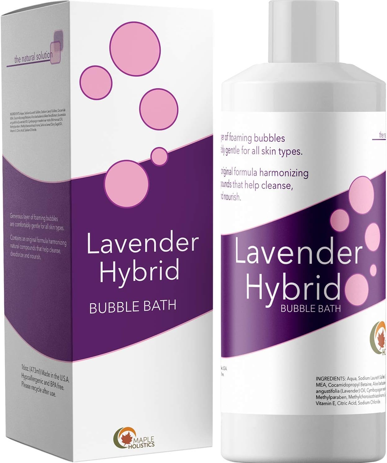 Bubble Bath for Women, Men and Teens - Lavender Hybrid, Gentle, and Safe for Sensitive Skin - With Vitamin E and Aloe Vera, 16 oz.: Health & Personal Care
