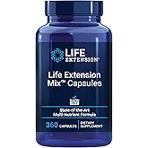 Life Extension Mix™ Capsules, high-Potency, Advanced Vitamin, Mineral, Fruit & Vegetable Formula, Vitamin C, B, D, E, Magnesium, for Whole-Body Health, Healthy Aging, Gluten-Free, 360 Capsules