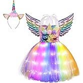 Viyorshop Girls Unicorn Costume LED Light Up Tutu Dress Up Birthday Gifts Princess Dress for Halloween Party