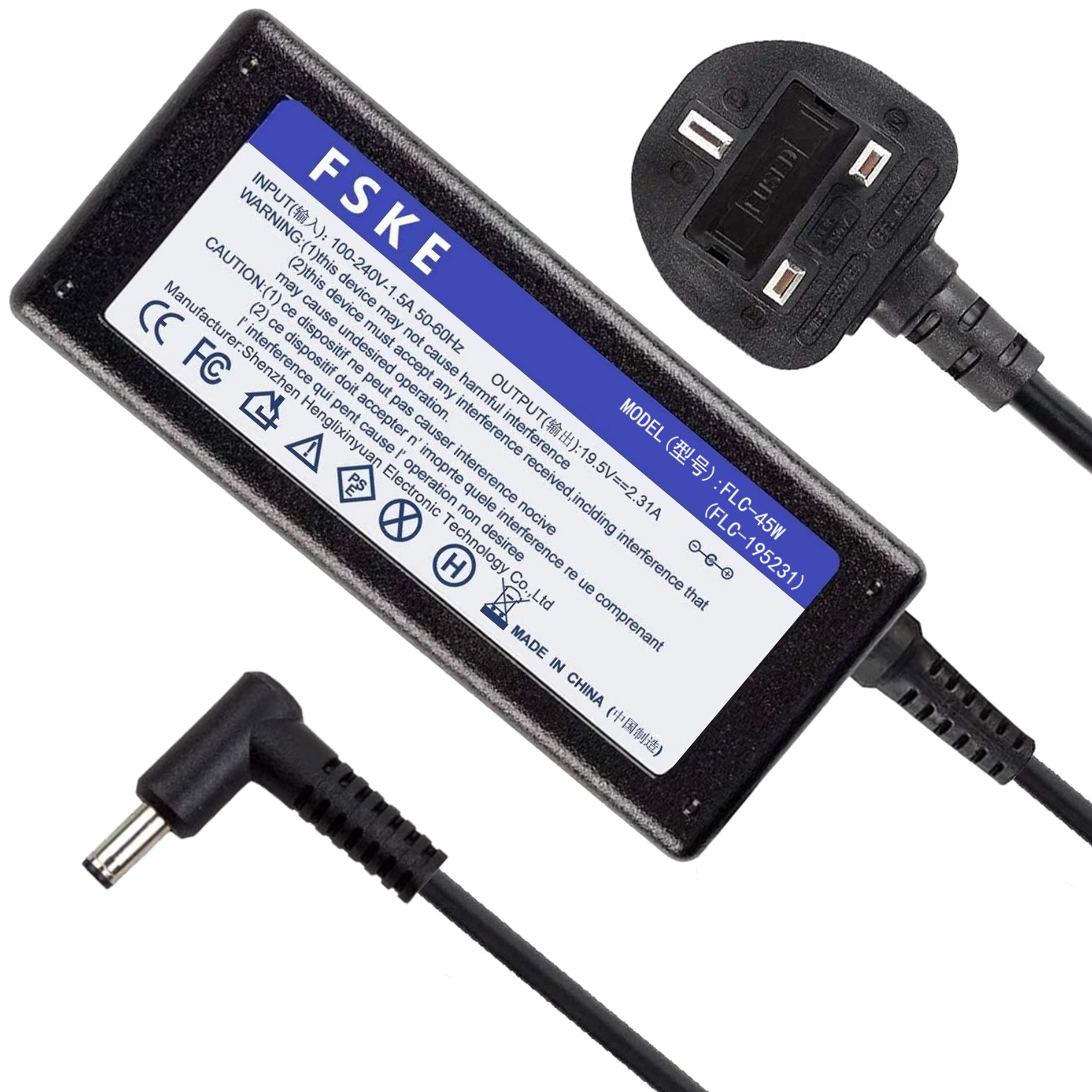 FSKE 45W 19.5V 2.31A Laptop Charger for Dell Inspiron 11 13 14 15 Series Dell Latitude 12 13 Dell Vostro XPS Series AC Adapter 19.5V 2.31A Power Supply Connector:4.5 * 3.0mm(not fit for 4.0 * 1.35mm)