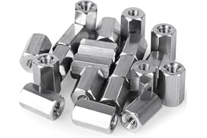 Niooliuk M3 x 0.5-Pitch 10mm Length Metric Hex Coupling Nut 304 Stainless Steel Rod Coupling Nuts, 20-Pack
