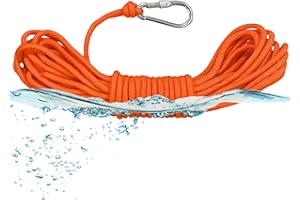 BeGrit Floating Rope 1/4" X 32.8' Polypropylene Rope Anchor Rope Mooring Rope Kayak Canoe Tow Throw Line with Hook for Boat Camping Hiking Awning Tent 6mm x 10m