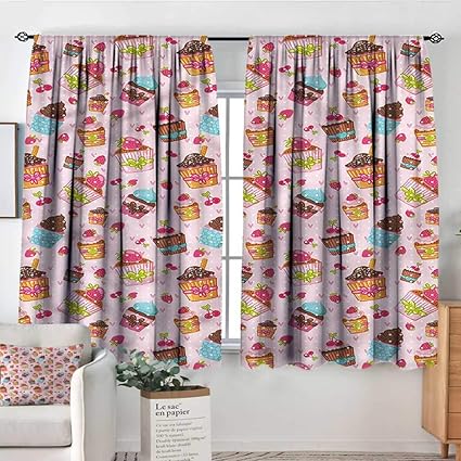 Amazon Com Pink Iving Room Curtains Kitchen Cupcakes Muffins 104