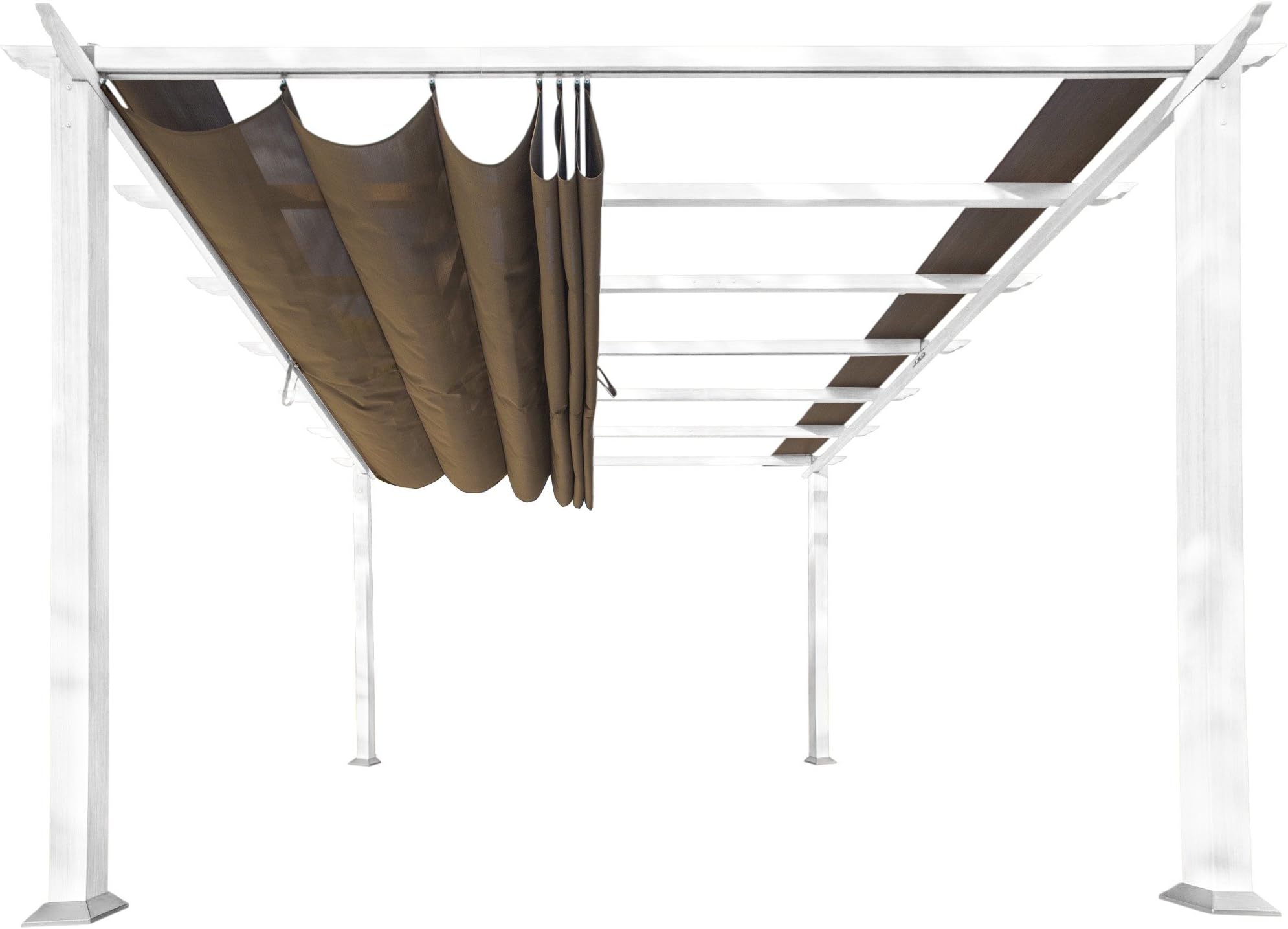 Paragon Outdoor PR11WTC Backyard Structure Soft Top with White Frame Aspen Pergola, 11' x 11' Cocoa