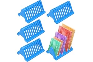 CEBRABOUNZE 4 PCS Stained Glass Storage Rack, 10 Slots Translucent Stained Glass Holder, Colored glass Panel Organizer Accommodate 12 x 12in Mosaic glass Tiles Projects Cathedral Window