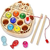 Jovarous Montessori Toys for Toddlers 1 2 3 4 5 Years Old, Wooden Magnetic Fishing Game for Preschool Education, Learning Fin