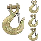 Ailengy Yision 4 Pack Heavy Duty Forged Steel Clevis Slip Hook 1/4", G70 Safety Hook Tow Chain 13,000LB Capacity Clevis Grab Hook with Latch Forged Grade for Trailer Truck Transport