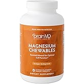 BRAINMD Dr Amen Magnesium Chewables, Citrus - 60 Chewable Tablets - Essential Mineral for Optimal Cell Function - Supports Memory & Focus - Gluten Free - 60 Servings