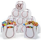 ArtCreativity Baseball Party Favors, Pack of 12 Cardboard Gift Box with Handles, Goodie Gift Bags Treat Boxes for Candy, Cookies, & Toys, Team Baseball Snack Bag, Sports Themed Birthday Bulk Supplies