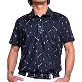 Partner Sportswear Golf Shirts for Men, Short Sleeve Print Moisture Wicking Wrinkle Resistant Collared Shirt