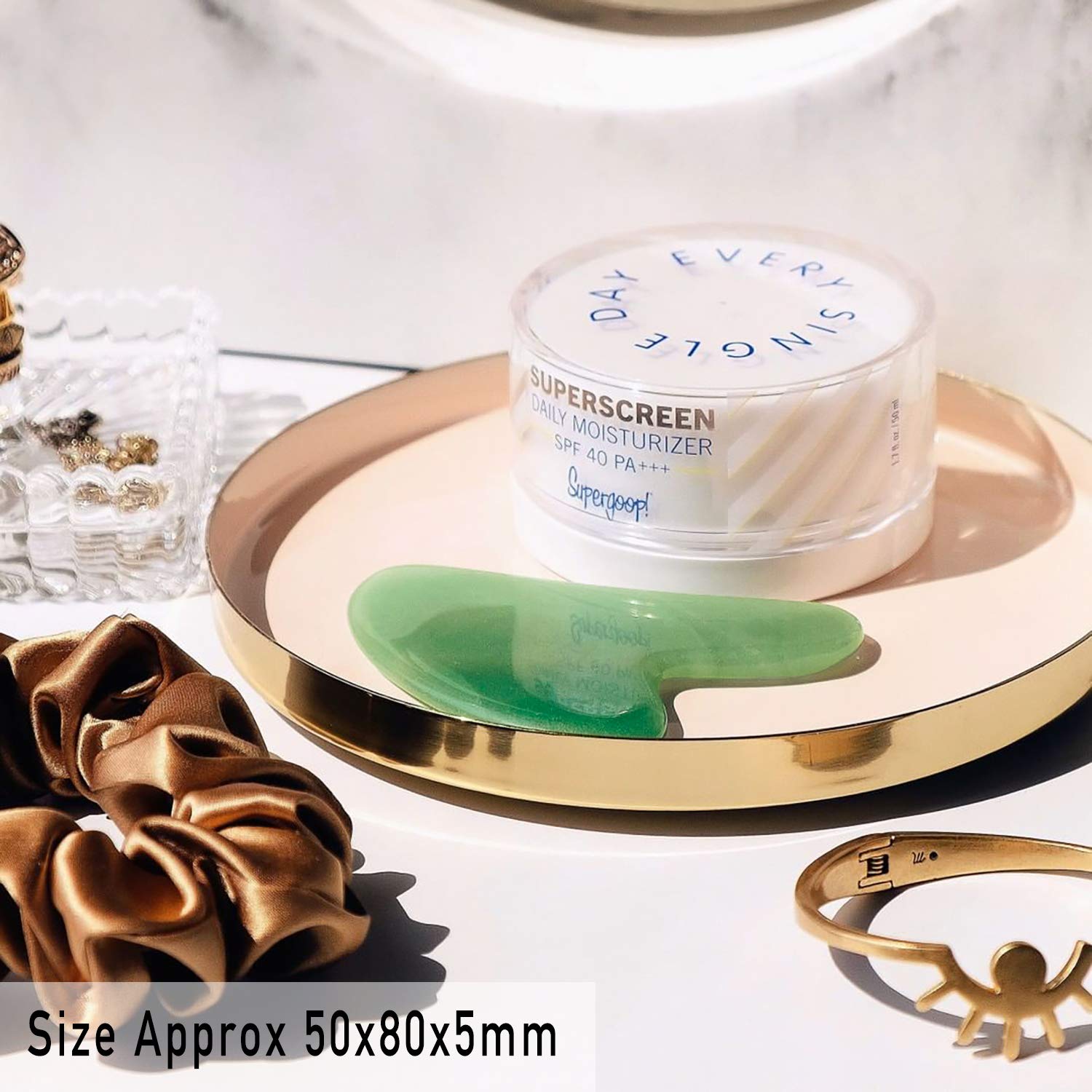 Natural Jade Roller And Gua Sha Set - Cosmetic Beauty Instrument Relieve Wrinkles Aging, Dark Circles And Muscle Relaxing - Massager For Face, Eyes, Neck, Body - Durable, Noiseless Design: Beauty