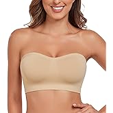 HACI Strapless Bra No Underwire Padded Seamless Wireless Multi-Way Everyday Bandeau Tube Top for Women