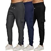 PURE CHAMP Mens 3 Pack Fleece Active Athletic Workout Jogger Sweatpants for Men with Zipper Pocket and Drawstring Size S-3XL