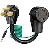 Strightinc 4 Prong to 3 Prong Dryer Plug Adapter with Green Ground Wire, Connects 4-Prong New Dryer Female to 3 Prong Old Dryer Male Receptacle, 10-30P to 14-30R Dryer Adapter