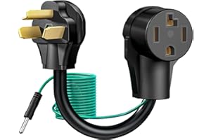 Strightinc 4 Prong to 3 Prong Dryer Plug Adapter with Green Ground Wire, Connects 4-Prong New Dryer Female to 3 Prong Old Dryer Male Receptacle, 10-30P to 14-30R Dryer Adapter