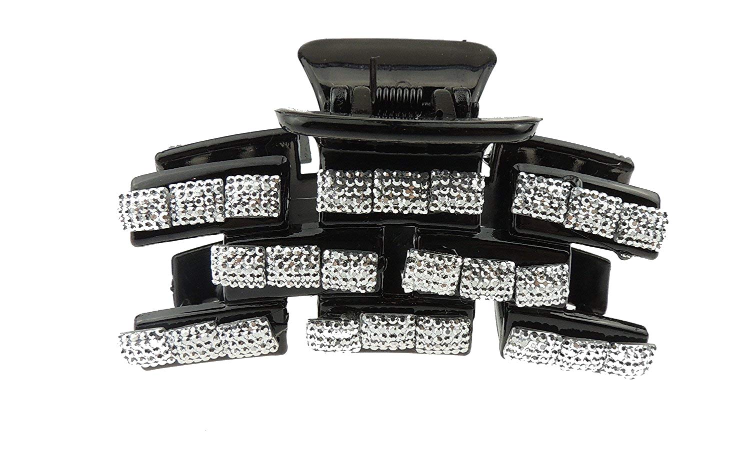 Womens Girls Round Bridal Wedding School Party Bridesmaid Birthday Headpiece Thin Fine Short Hair Accessories Bulldog Crab Octopus Jaw Styling Hair Claw Clamp Clip Black SIlver