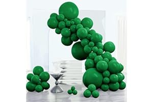 PartyWoo Dark Green Balloons 123pcs Different Sizes of 18 12 10 5 Inch Emerald Hunter Forest Green Balloon Arch Kit for Birthday Christmas Graduation Dinosaur Jungle Theme Party Decorations Green-Y56
