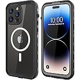 Guirble Magnetic for iPhone 14 Pro Case Waterproof, [Built-in Lens & Screen Protector] [Shockproof] [Dropproof] [Dustproof] Full Body Protection Durable Phone Case - Black