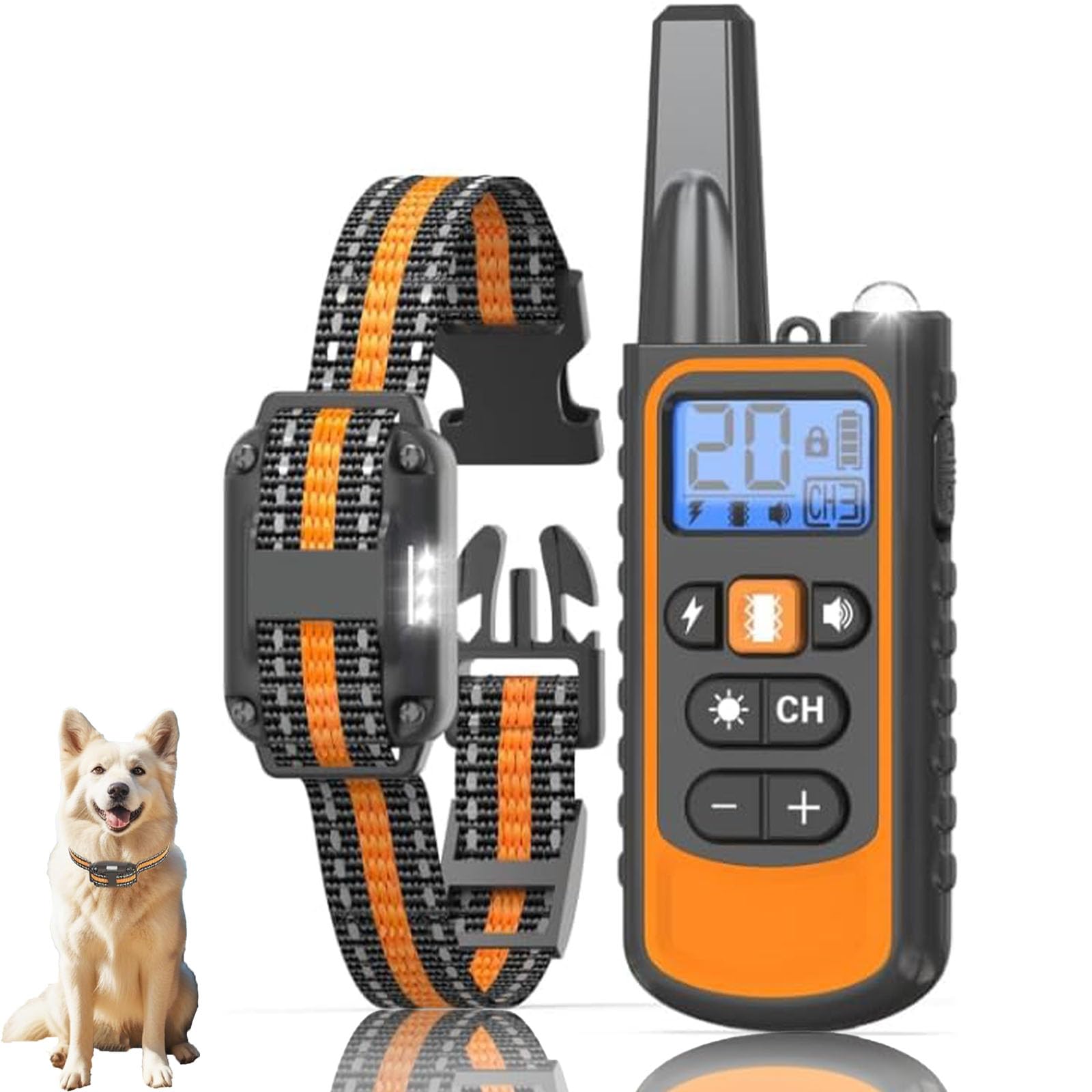 Dog Shock Collar with Remote,Dog Training Electric Collar 3300FT,IP67 Waterproof LED Light Electric Collar with Beep,Safe Shock,Vibration Modes for 8-120lbs Small Medium Large Dogs