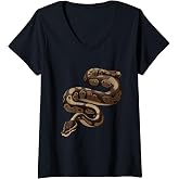 Womens Snake Ball Python V-Neck T-Shirt