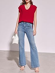 Saodimallsu Womens V Neck Sweater Vest Oversized