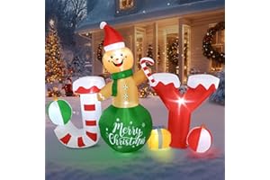 DAWDIX Christmas Inflatables Outdoor Decorations, 6 X 8 FT Gingerbread Large Blow Up Yard Decor with 7 LED Lights, Christmas Party Outdoor, Yard, Garden, Lawn Winter Decorations Ornaments