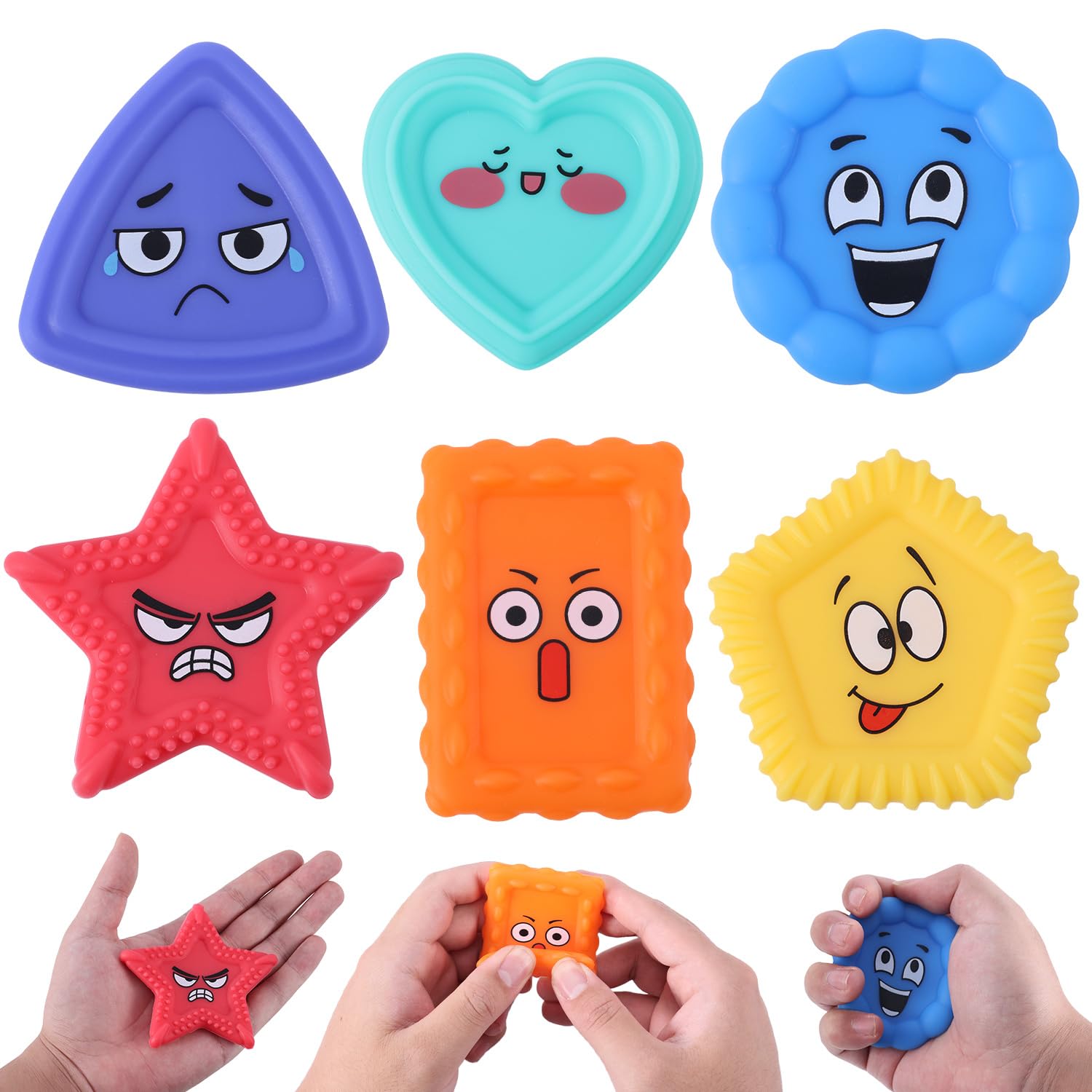 6pcs Emotion Sensory Toys, Texture Sensory Toy with Funny Expression Social Emotional Feelings Toy Preschool Classroom Calm Down Fidget Toys for Autism Kids Special Needs(Random Color)