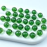 Tingoons 1000 PCS 6mm Acrylic Round Faceted Beads Crystal Spacer Beads Multiple Faceted Loose Beads for DIY Jewelry Making Bracelet Necklace Earring Wind Chimes Wine Charms Sun Catchers(Dark Green)