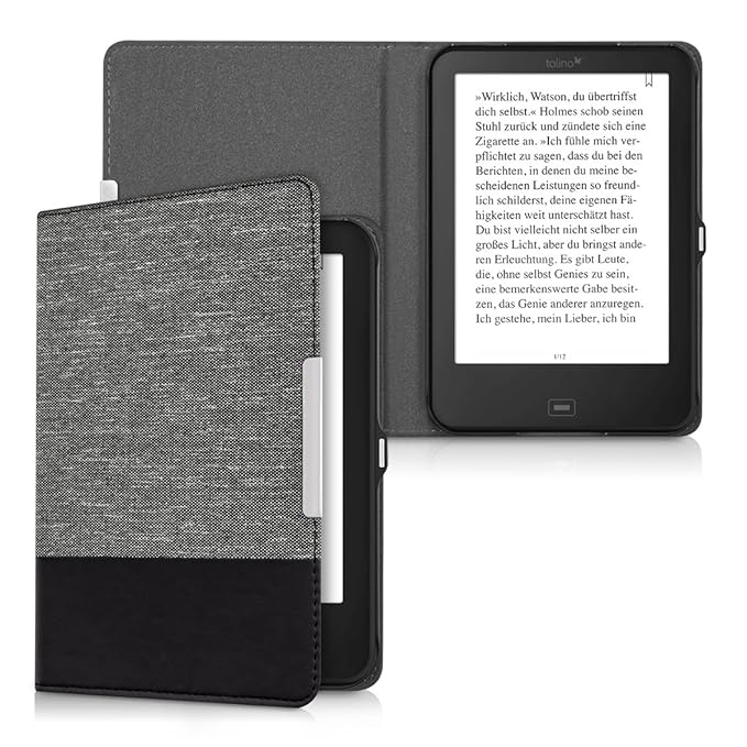 kwmobile Tolino Shine 2 HD Hülle - Canvas eReader Schutzhülle Cover Case für Tolino Shine 2 HD
