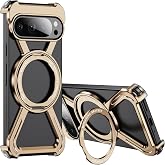 LEMAXELEMAXELERS for Google Pixel 9 Pro XL Minimalist Case. Gold HJ | Compatible with MagSafe, Metal Frameless, Protective Shockproof Kickstand Phone Cover for Google Pixel 9 Pro