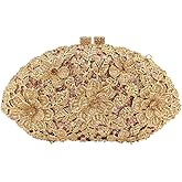 Boutique De FGG Flower Crystal Clutch Purses for Women Evening Bags Formal Wedding Handbag Party Rhinestone Clutch Bag,Mini