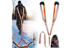 CHERAINTI Deer Drag Harness, Heavy Duty Deer Drag Strap Orange Puller Sled Rope with Reflective Strip and Widen Shoulder Gift for Mens Hunters Hunting Essentials Gear Accessories for Dragging Elk Boar