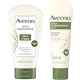 Aveeno Daily Moisturizing Fragrance-Free Face & Neck Cream, Oat Facial Moisturizer for Dry Skin, 5 oz, & Aveeno Daily Moisturizing Body Lotion with Soothing Oat, 2.5 oz (2 Item, Product Bundle)