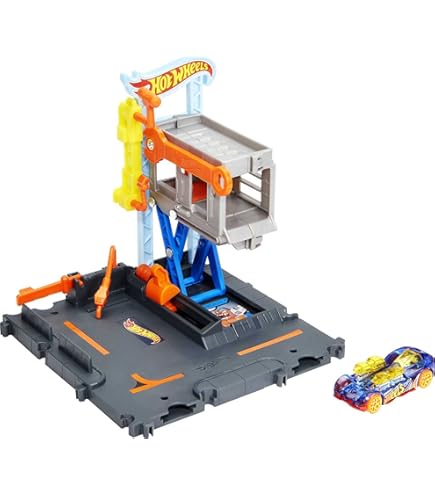 Hot Wheels City Trackset mit 1 Hot Wheels Auto, 2 in 1 Rennturm, von