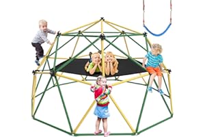 GIKPAL Climbing Dome, 10FT Dome Climber with Hammock for Kids 3 to 10 Outdoor Play Equipment, Supports up to 1000lbs Jungle G