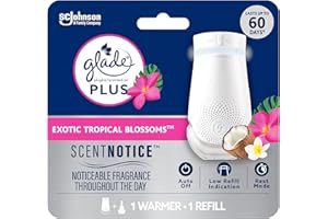 Glade PlugIns Air Freshener Plus Starter Kit, Scented and Essential Oils for Home and Bathroom, Exotic Tropical Blossoms, 1 W
