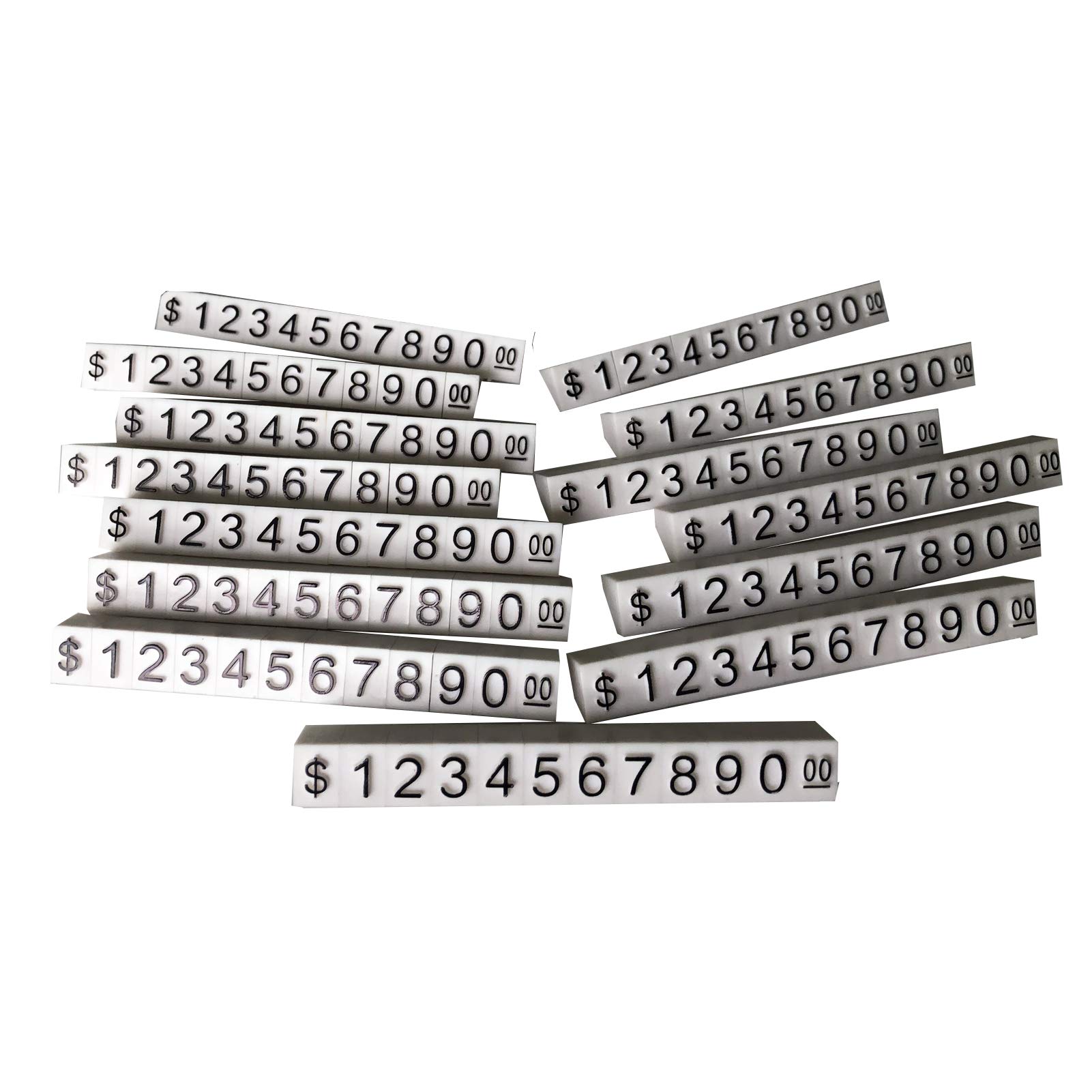 Photo 1 of Price Tag Cube Adjustable Assembly Number Angled Pricing Counter Display Stand Label Sale Price 14 Sets (White, Large)