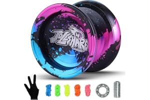JOLESHARE Professional Unresponsive Yoyo for Pros and Responsive Yoyos for Kids Beginners, Package Includes Replaceable Responsive Bearings, yo-yo Gloves, and 5 yo-yo Cords(Red Black Blue)