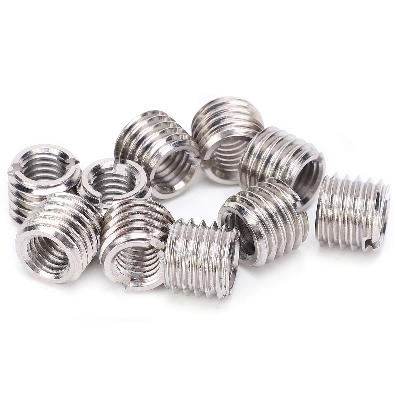 BORDSTRACT Thread Insert 10Pcs 10mm Stainless Steel Reducing Nut Insert,Self Tapping Embedment Nut Repairing Insert (Inner M8*1.25Outer M12*1.75) for Furniture Projects Screws