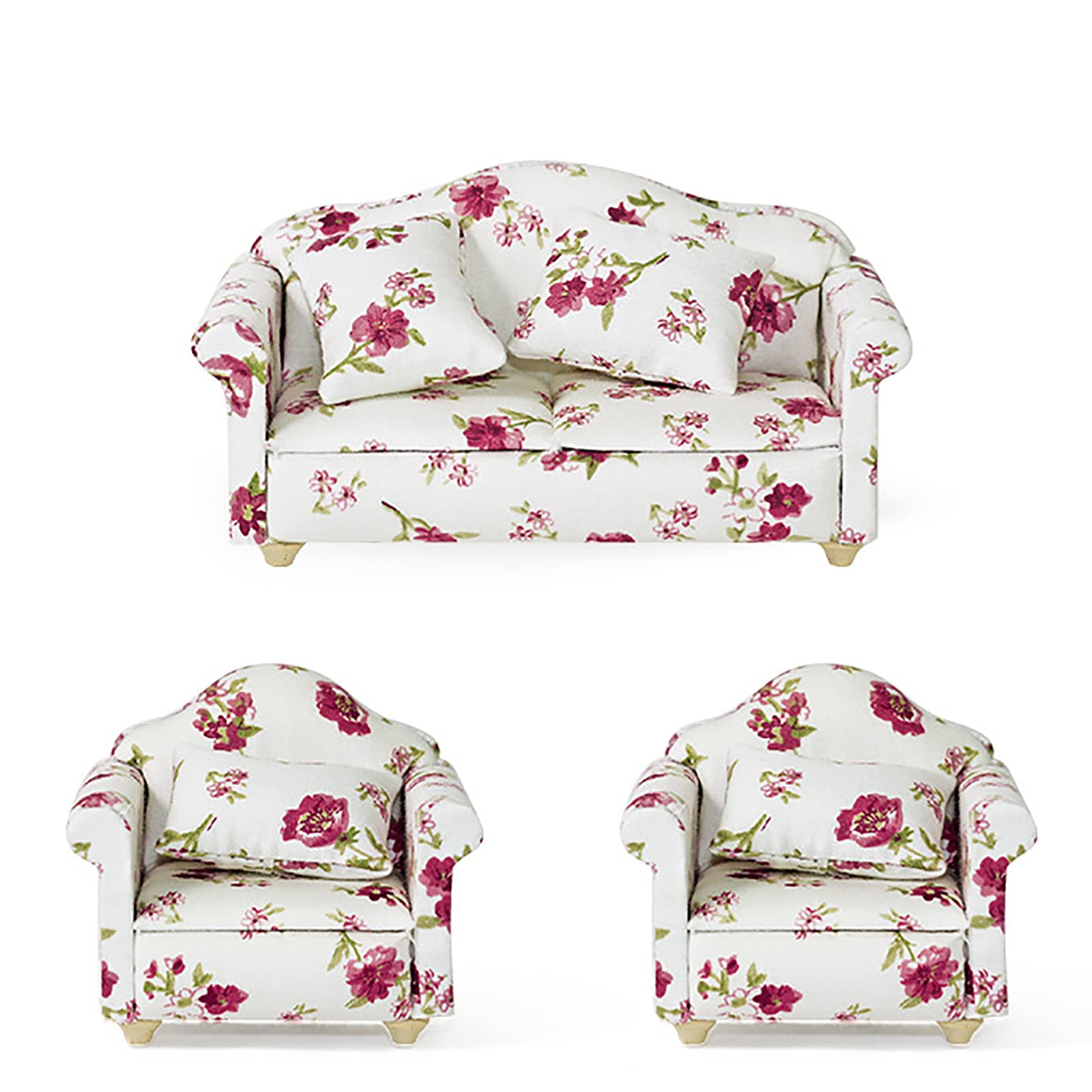 WANGCL 3PCS Dollhouse Sofa dolls' House Furniture Mini Sofa Set 1/12 Doll House Accessories for Barbie Sofa Decoration