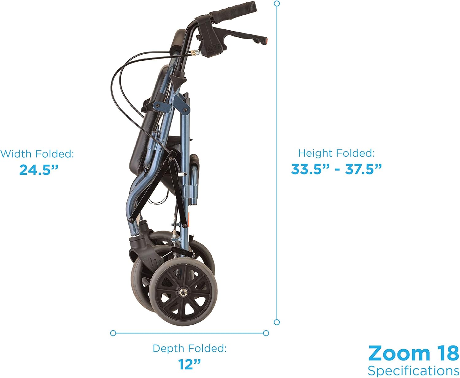 NOVA Zoom Rollator Walker with 18” Seat Height, Blue: Health & Personal Care
