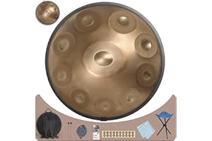 Handpan Drum,Kmise 22 Inches D Minor Kurd 440Hz 10 Notes Premium Steel Hand Pan Drum Musical Instrument for Adults Profession