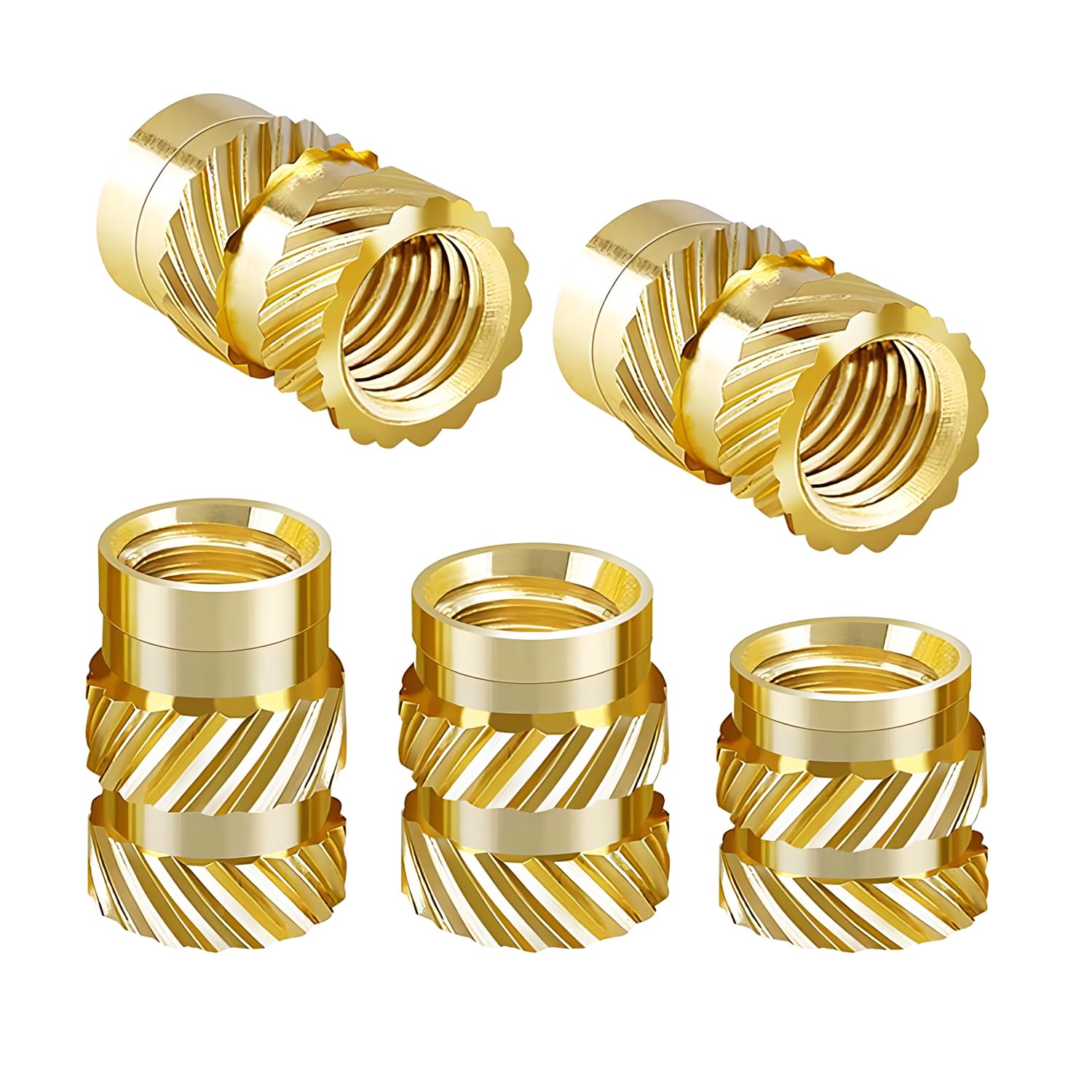 Qrity 100 Pcs Brass Knurled Nut, M2 Threaded Inserts, 3D Printing Brass Nuts, Knurleds Thread Press-in Nuts for Parts Plastic Shell, M2x3mmx3mm